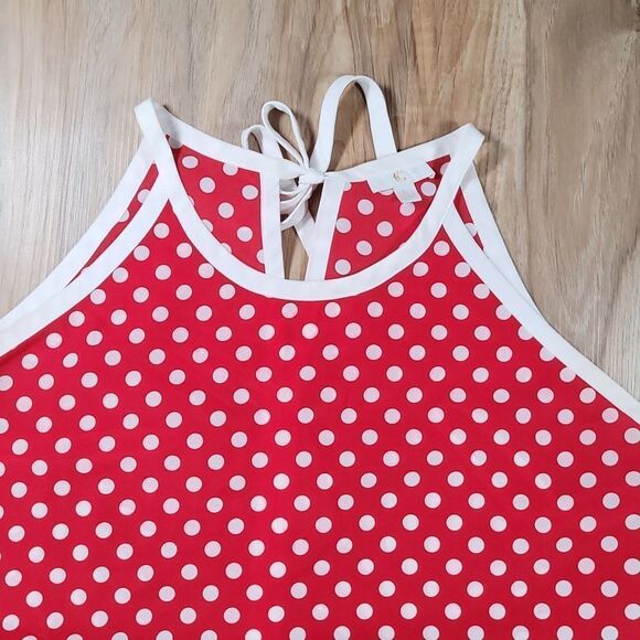 🔺️Charming Charlie Red Polka Dot Print Sleeveless Top Large - Picture 5 of 12